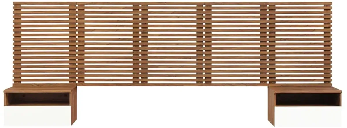 Render Wall Mount Headboard and Modern Nightstands by Modway Queen / Walnut