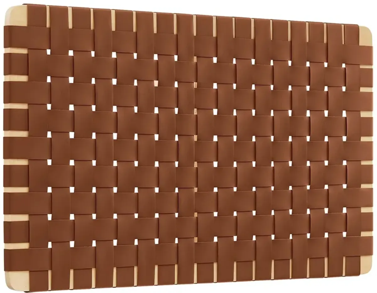 Sparta Woven Wall-Mount Vegan Leather Headboard by Modway Twin / Natural Brown