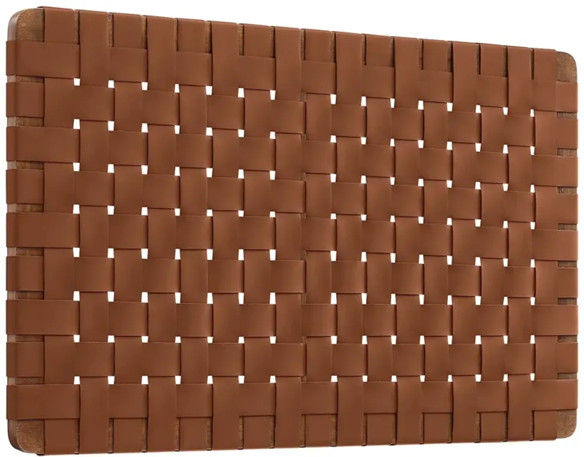 Sparta Woven Wall-Mount Vegan Leather Headboard by Modway Twin / Walnut Brown