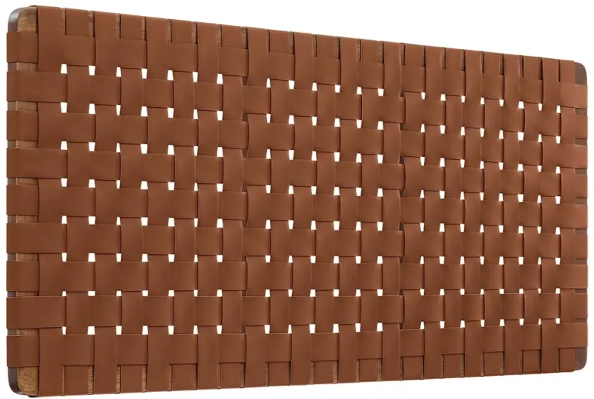 Sparta Woven Wall-Mount Vegan Leather Headboard by Modway Full / Walnut Brown