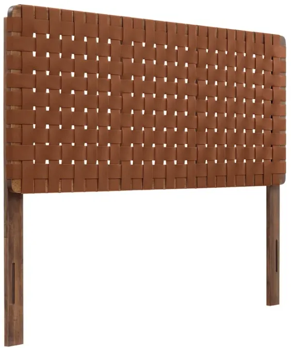 Sparta Woven Vegan Leather Headboard by Modway Full / Walnut Brown