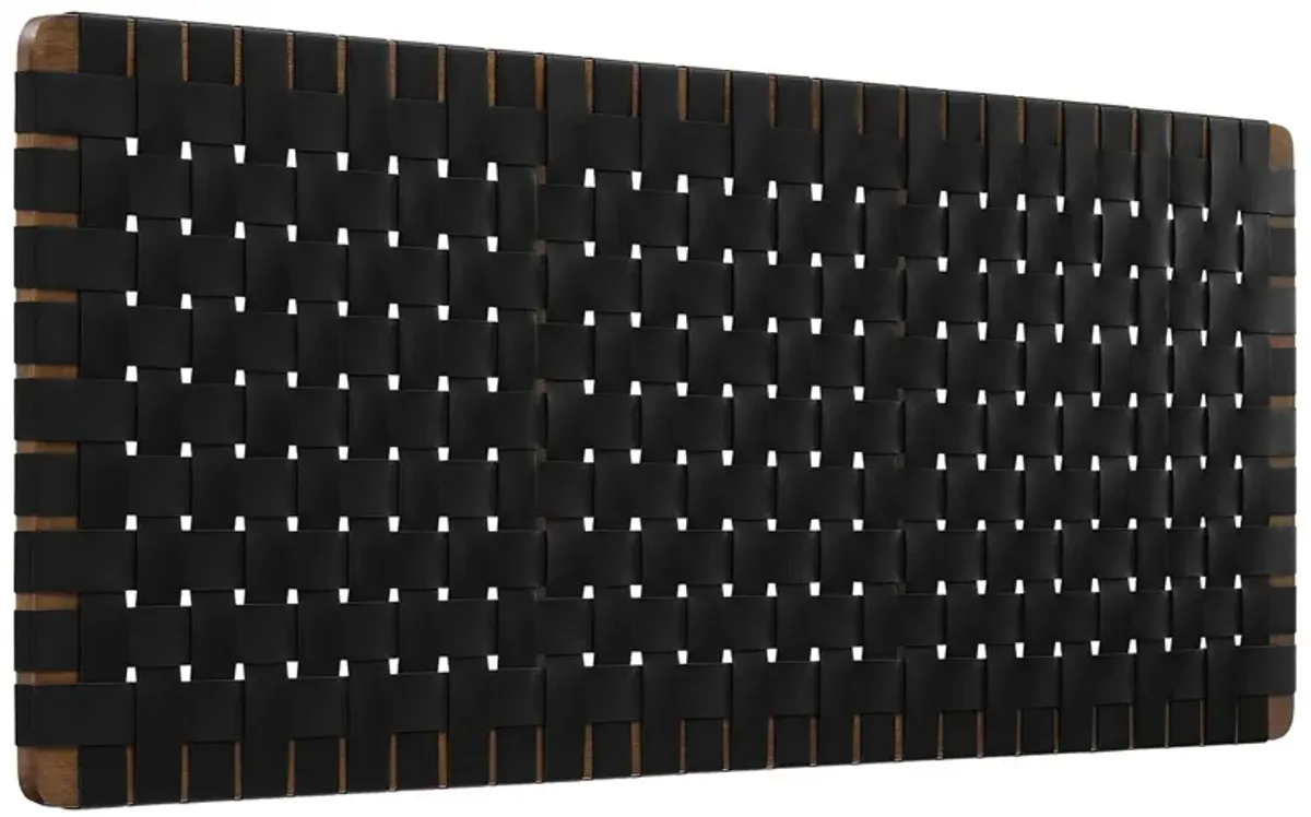 Sparta Woven Wall-Mount Vegan Leather Headboard by Modway Queen / Walnut Black