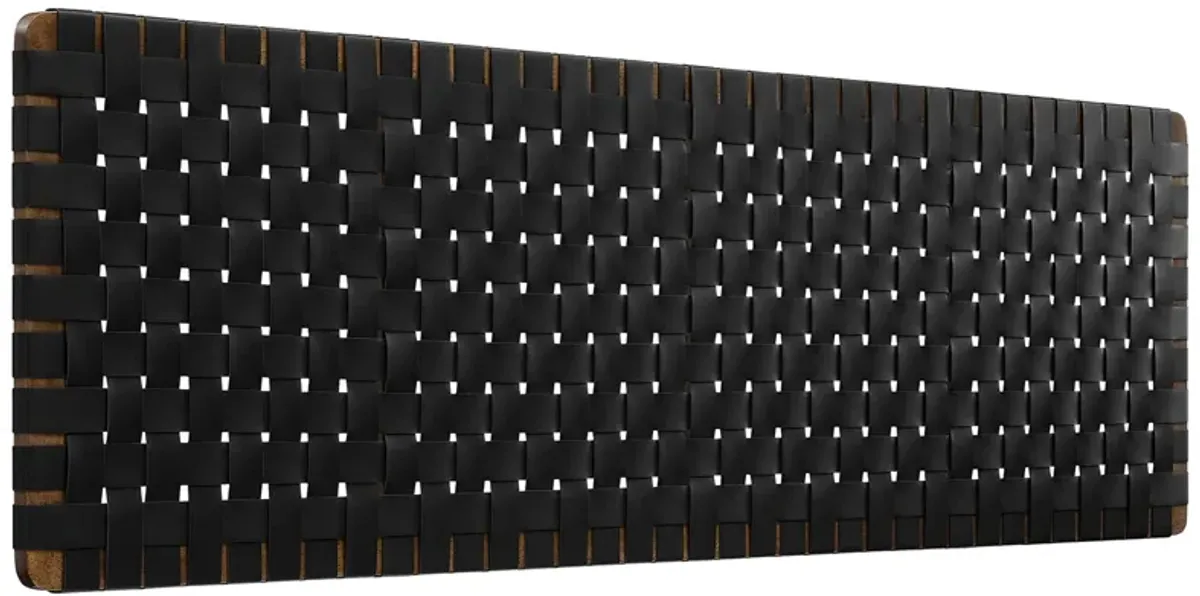 Sparta Woven Wall-Mount Vegan Leather Headboard by Modway King / Walnut Black