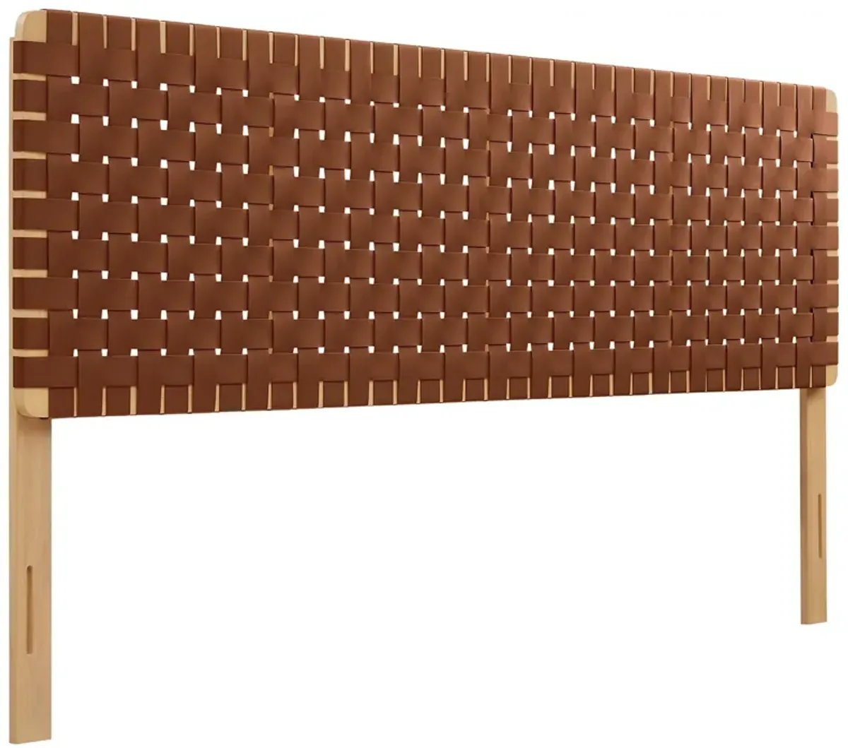 Sparta Woven Vegan Leather Headboard by Modway King / Natural Brown
