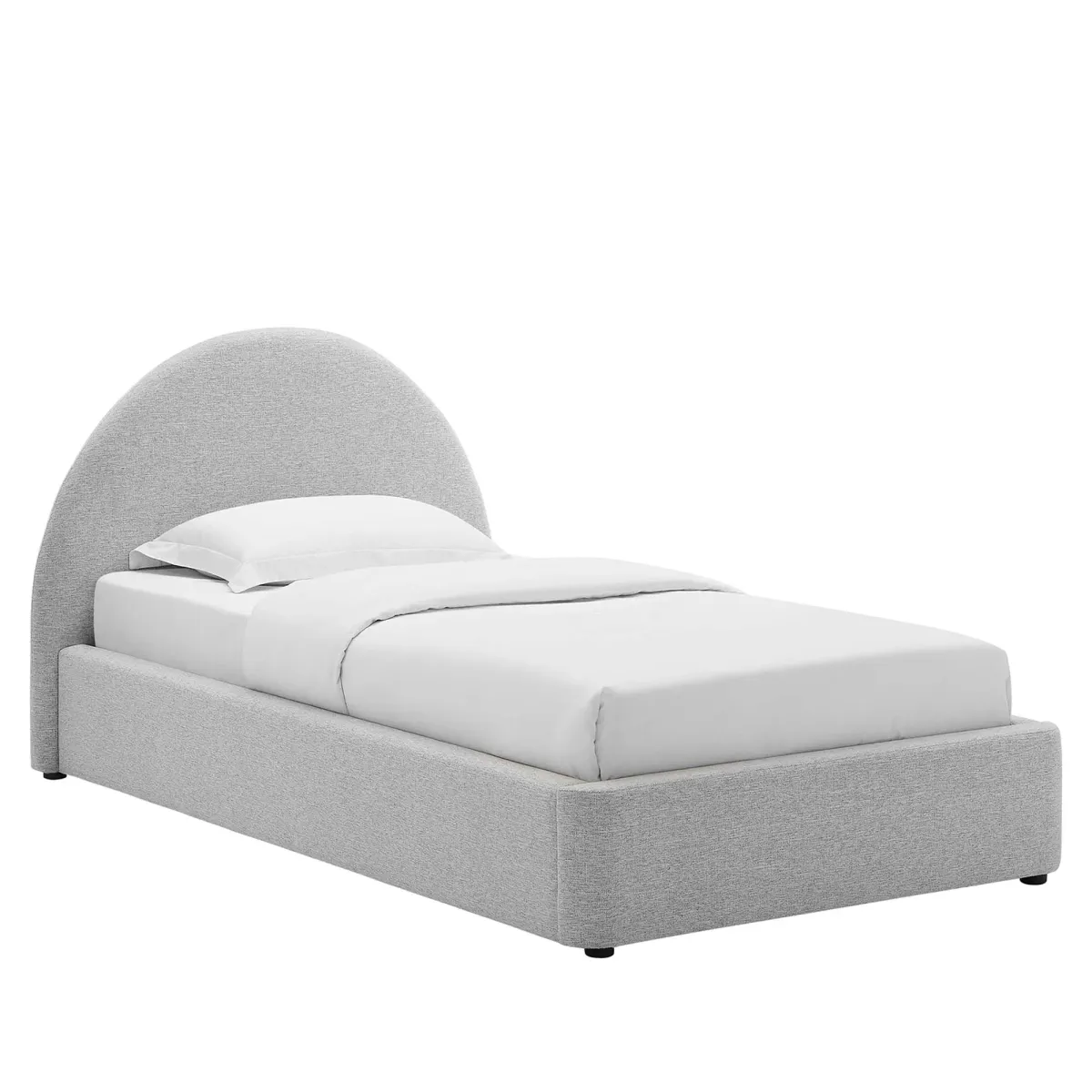 Resort Upholstered Fabric Arched Round Platform Bed by Modway Heathered Weave Light Gray / Twin