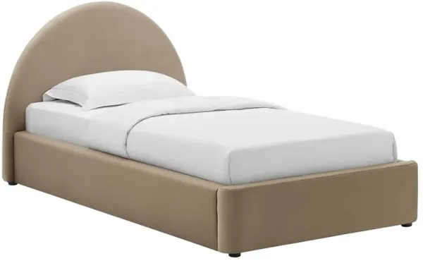 Resort Performance Velvet Arched Round Platform Bed by Modway Taupe / Twin