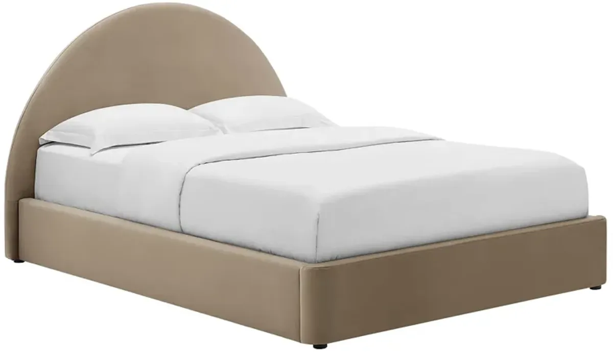Resort Performance Velvet Arched Round Platform Bed by Modway Taupe / Full