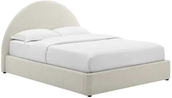 Resort Upholstered Fabric Arched Round Platform Bed by Modway Heathered Weave Ivory / King