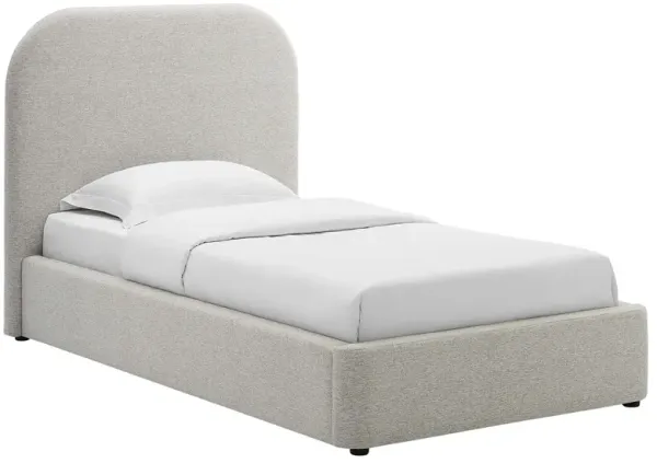 Keynote Upholstered Fabric Curved Platform Bed by Modway Heathered Weave Light Gray / Twin