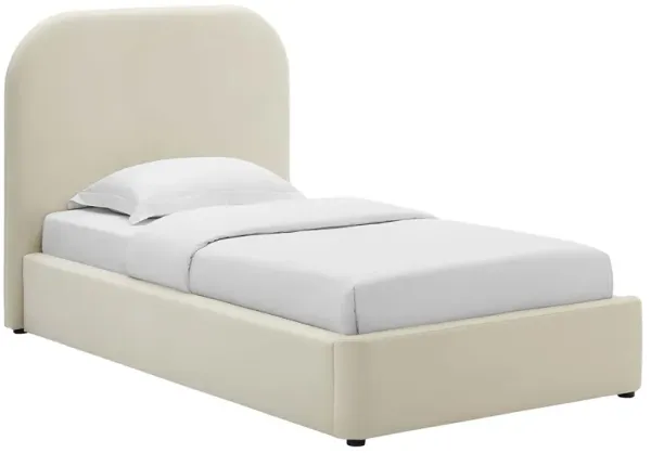Keynote Performance Velvet Curved Platform Bed by Modway Alabaster / Twin