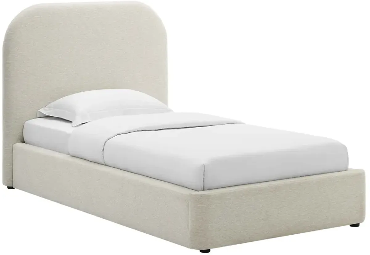Keynote Upholstered Fabric Curved Platform Bed by Modway Heathered Weave Slate / Queen