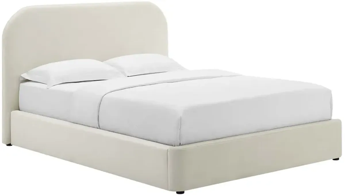 Keynote Performance Velvet Curved Platform Bed by Modway Alabaster / Queen