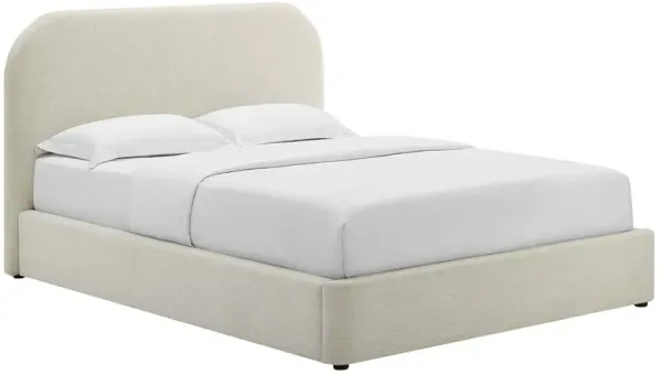 Keynote Upholstered Fabric Curved Platform Bed by Modway Heathered Weave Ivory / King