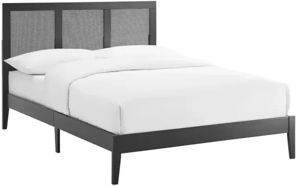 Sirocco Rattan and Wood Platform Bed Black / Full