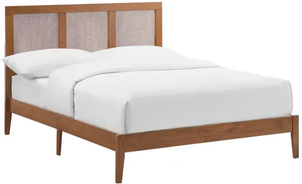 Sirocco Rattan and Wood Platform Bed Walnut / Full