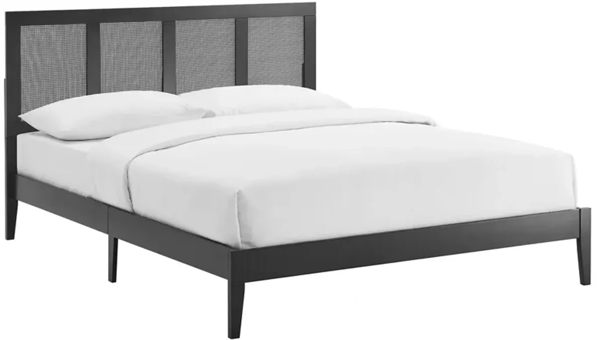 Sirocco Rattan and Wood Platform Bed Black / Queen