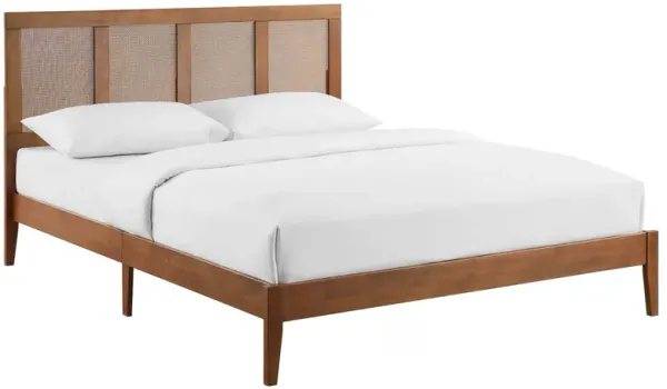 Sirocco Rattan and Wood Platform Bed Walnut / Queen