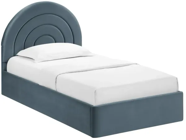Solana Arched Performance Velvet Platform Bed by Modway Cadet Blue / Twin