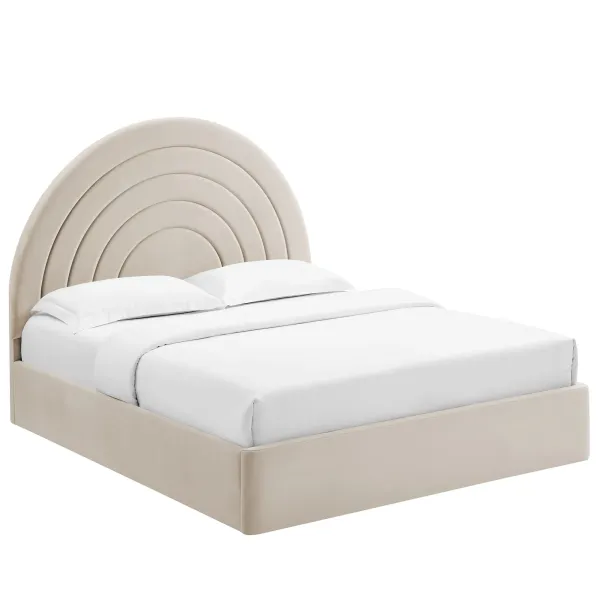 Solana Arched Performance Velvet Platform Bed by Modway Almond / Full