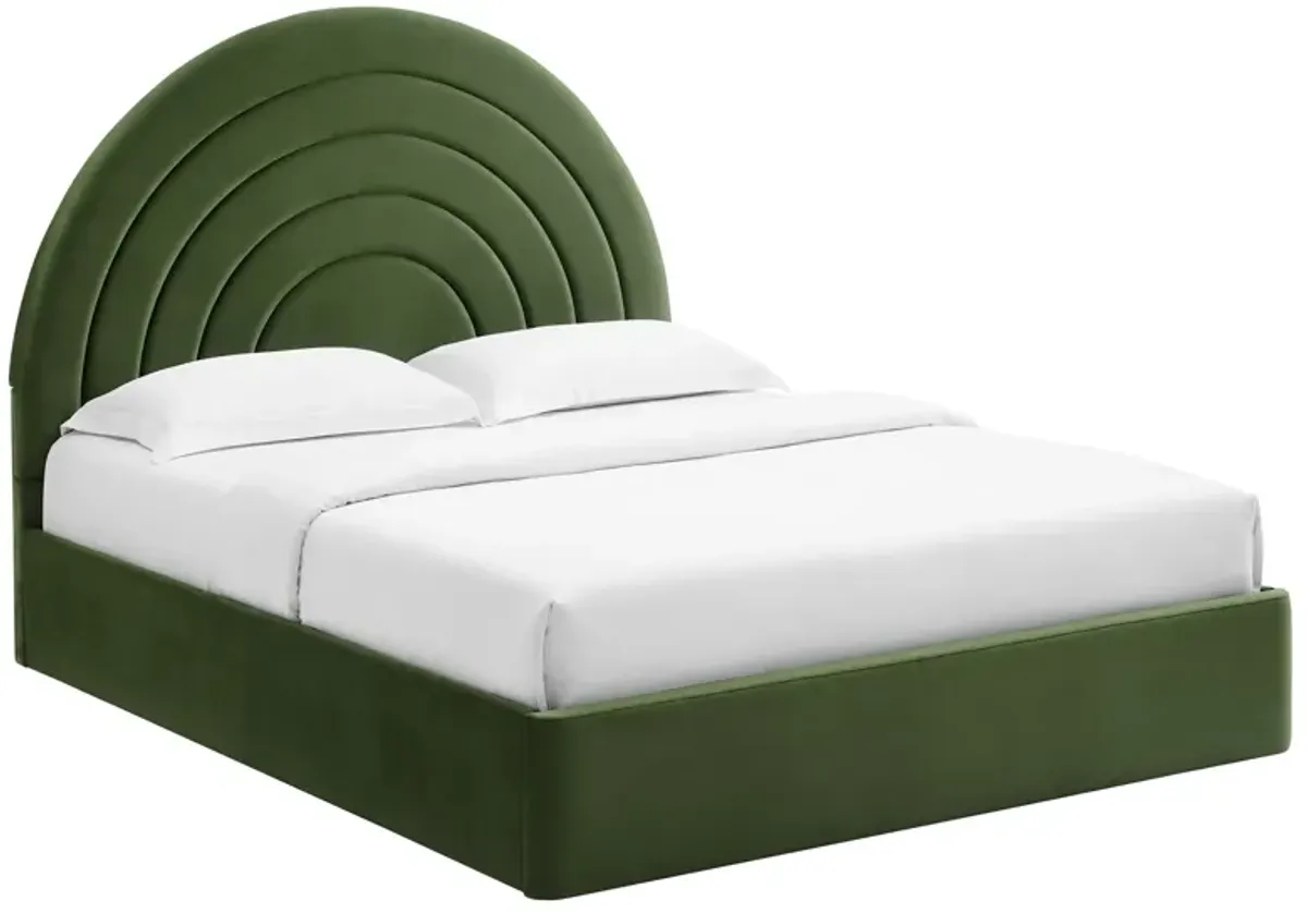 Solana Arched Performance Velvet Platform Bed by Modway Moss Green / Full