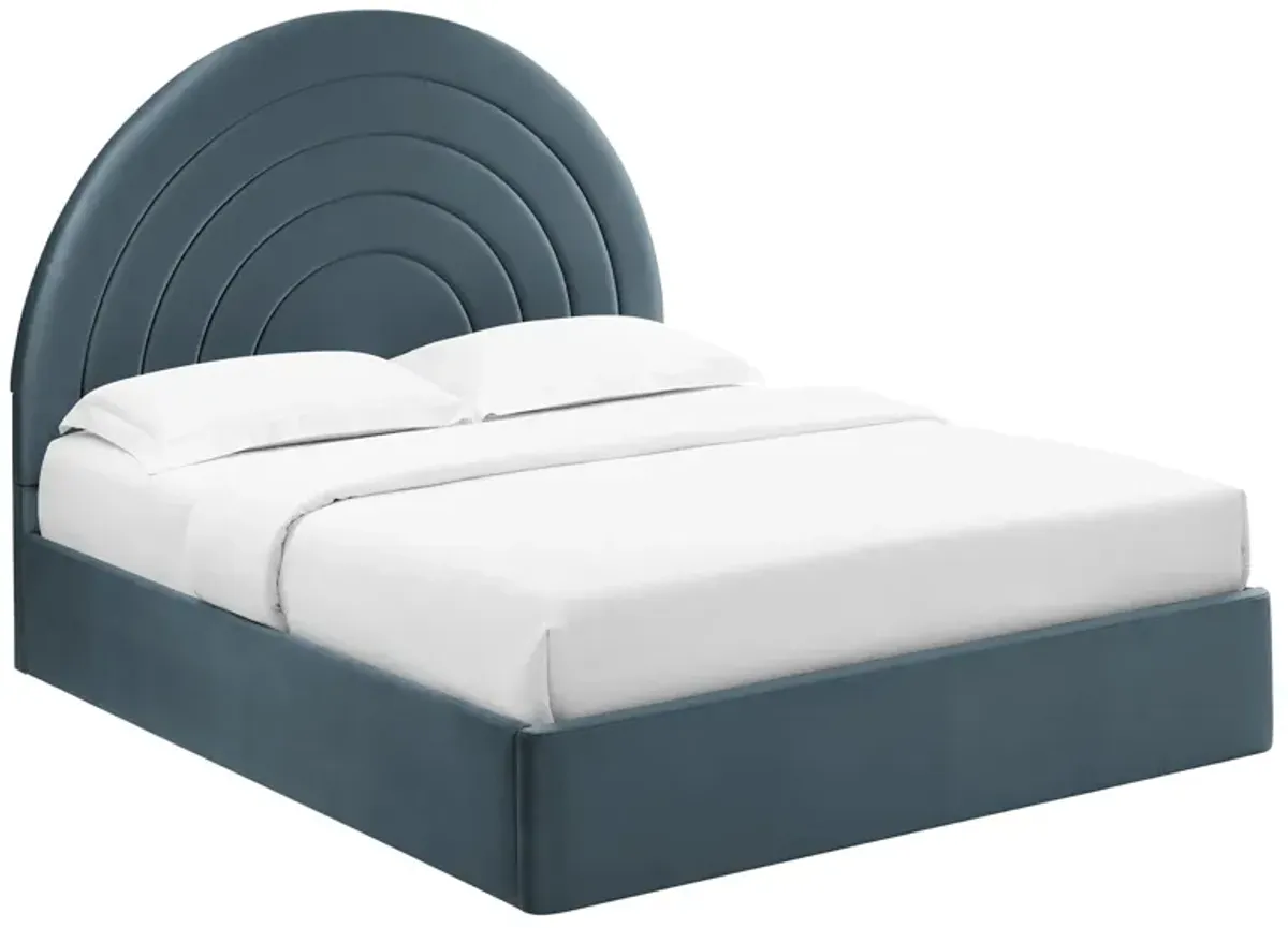 Solana Arched Performance Velvet Platform Bed by Modway Cadet Blue / Queen
