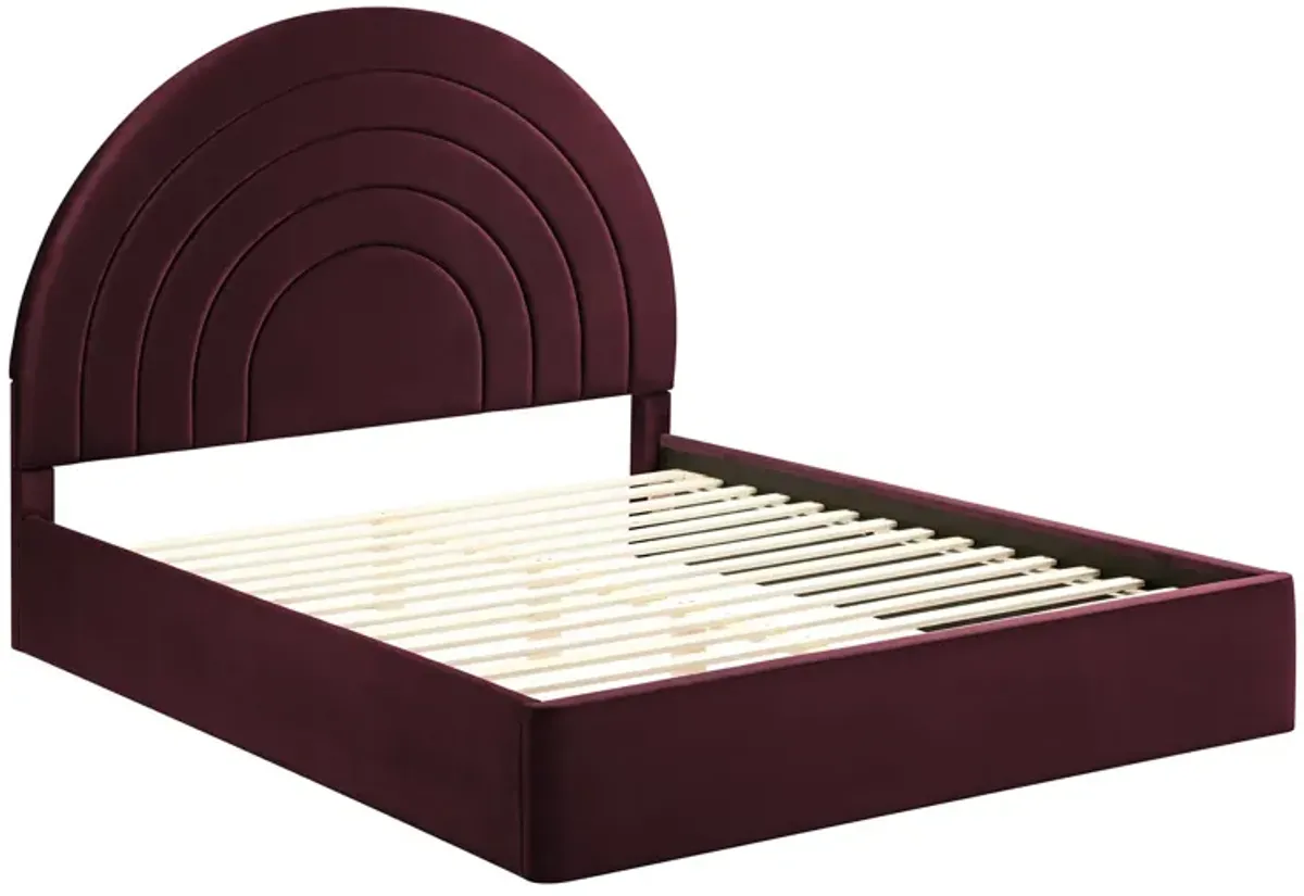 Solana Arched Performance Velvet Platform Bed by Modway Mulberry / King