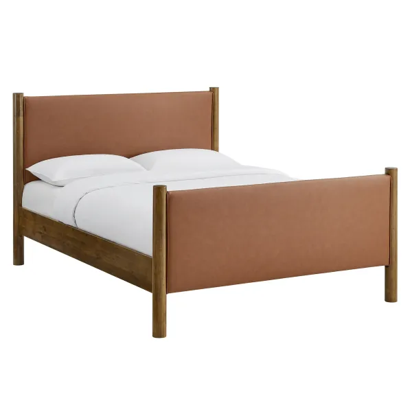 Maven Upholstered Platform Bed by Modway Full / Tan Walnut