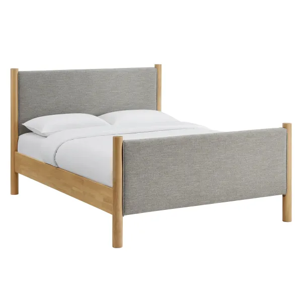 Maven Upholstered Platform Bed by Modway Queen / Wheat Oak