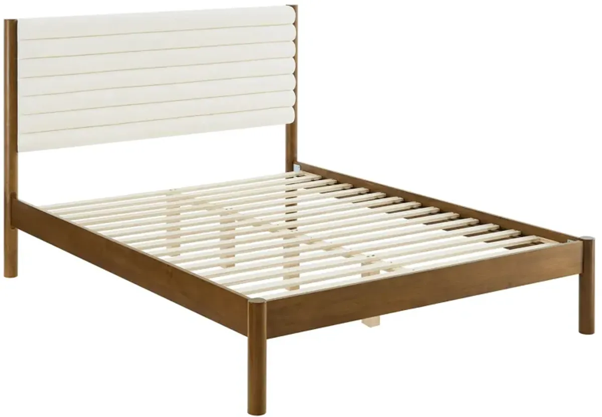 Olea Channel Tufted Boucle Solid Wood Platform Bed by Modway