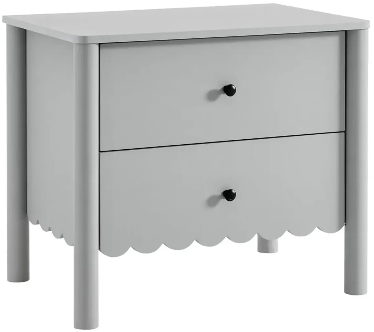 Emmeline Scalloped 2-Drawer Nightstand by Modway Light Gray