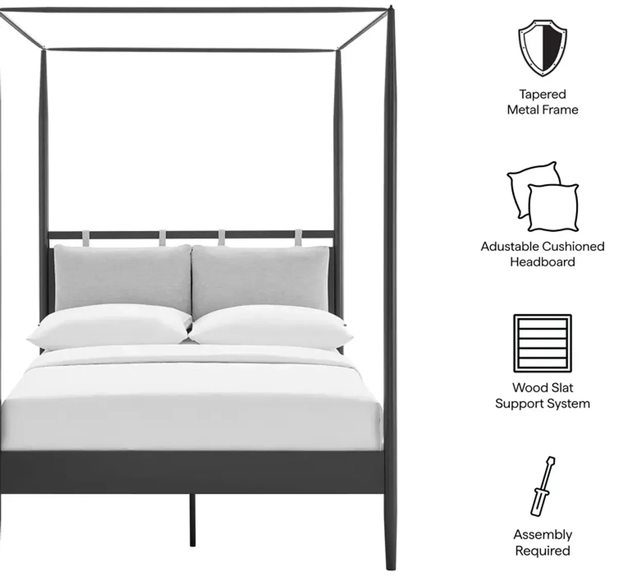 Marlowe 4-Poster Canopy Metal Platform Bed by Modway