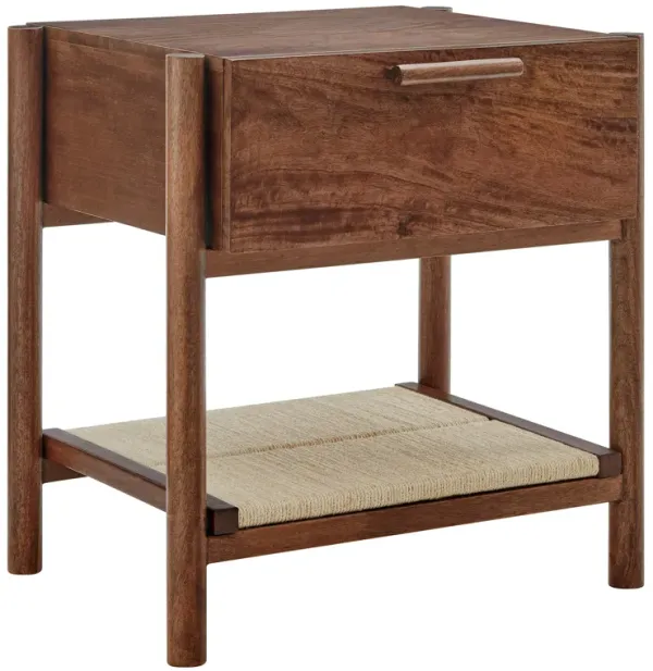 Oswin 1-Drawer Wood Nightstand by Modway Walnut