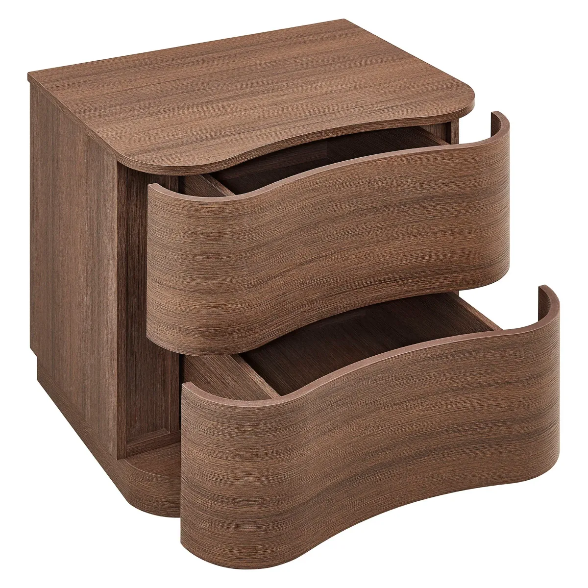 Mirae 2-Drawer Curved Nightstand by Modway Brushed Brown Oak