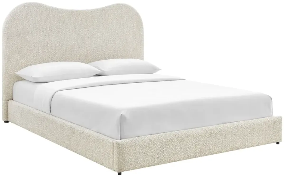 Seluna Boucle Queen Platform Bed by Modway Pearl