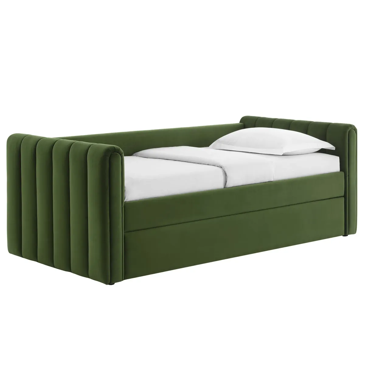 Veyla Channel Tufted Performance Velvet Twin Daybed With Trundle by Modway Moss Green
