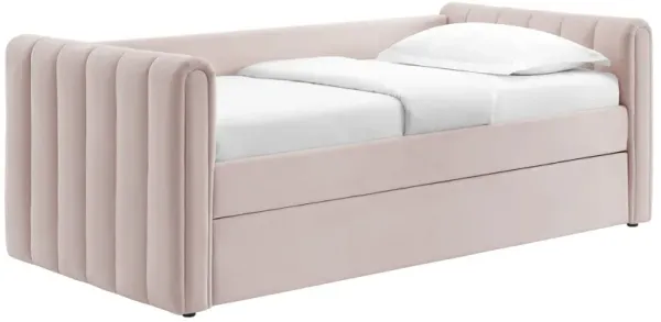 Veyla Channel Tufted Performance Velvet Twin Daybed With Trundle by Modway Pink