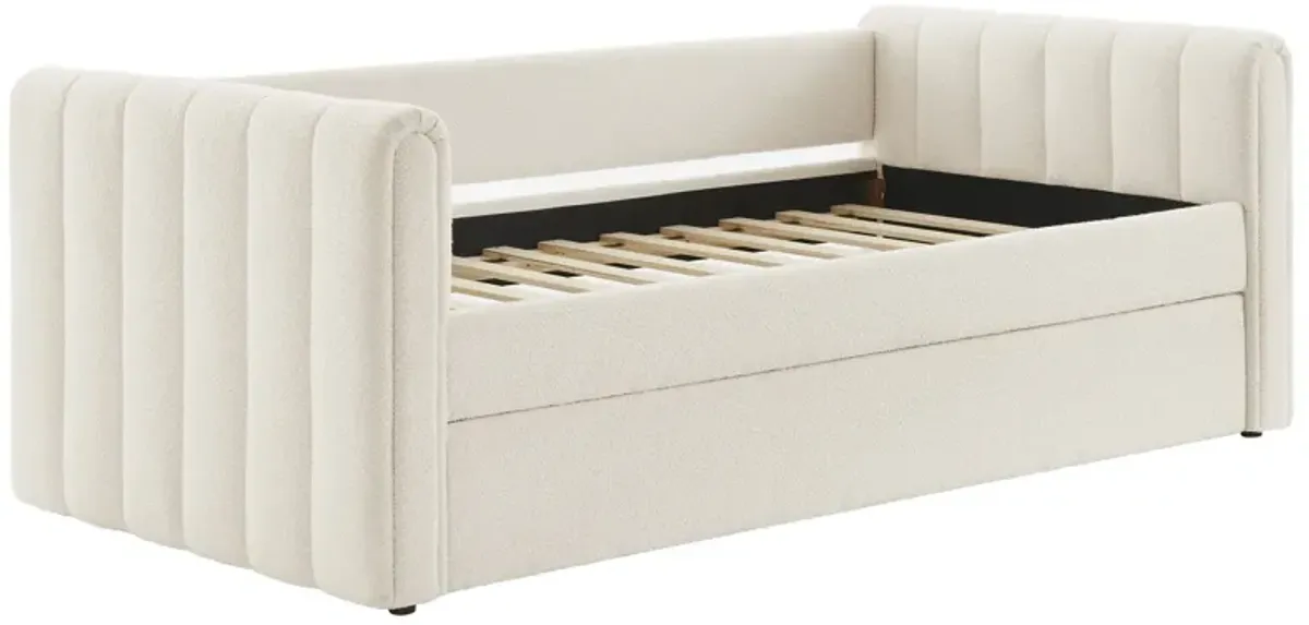 Veyla Channel Tufted Boucle Twin Daybed With Trundle by Modway Cloud