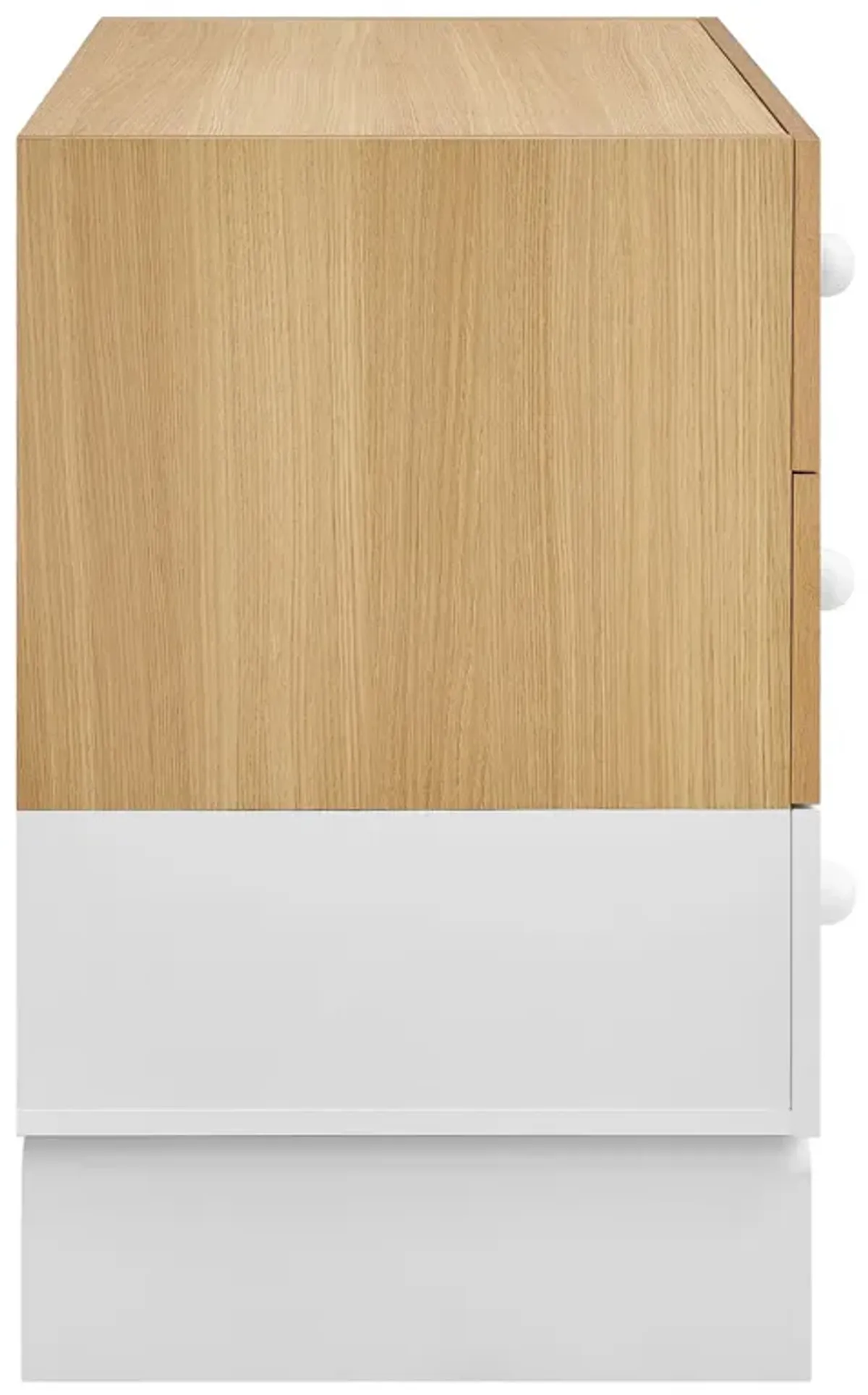 Nolia 3-Drawer Color Block Dresser by Modway Oak White