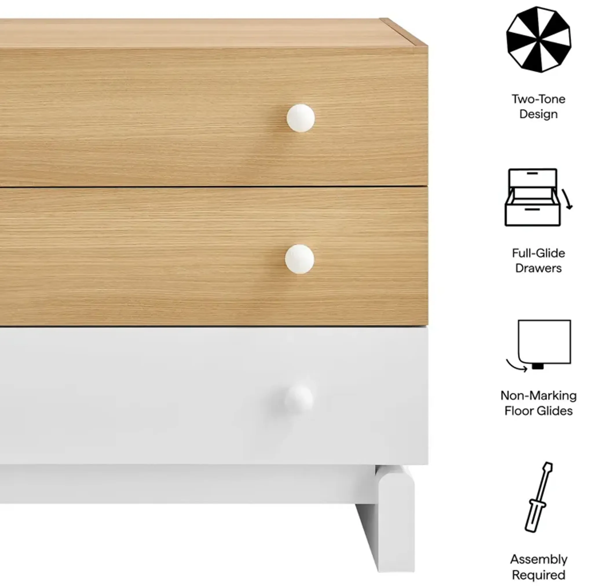 Nolia 3 Drawer Color Block Dresser By Modway Oak White Lexmod ...