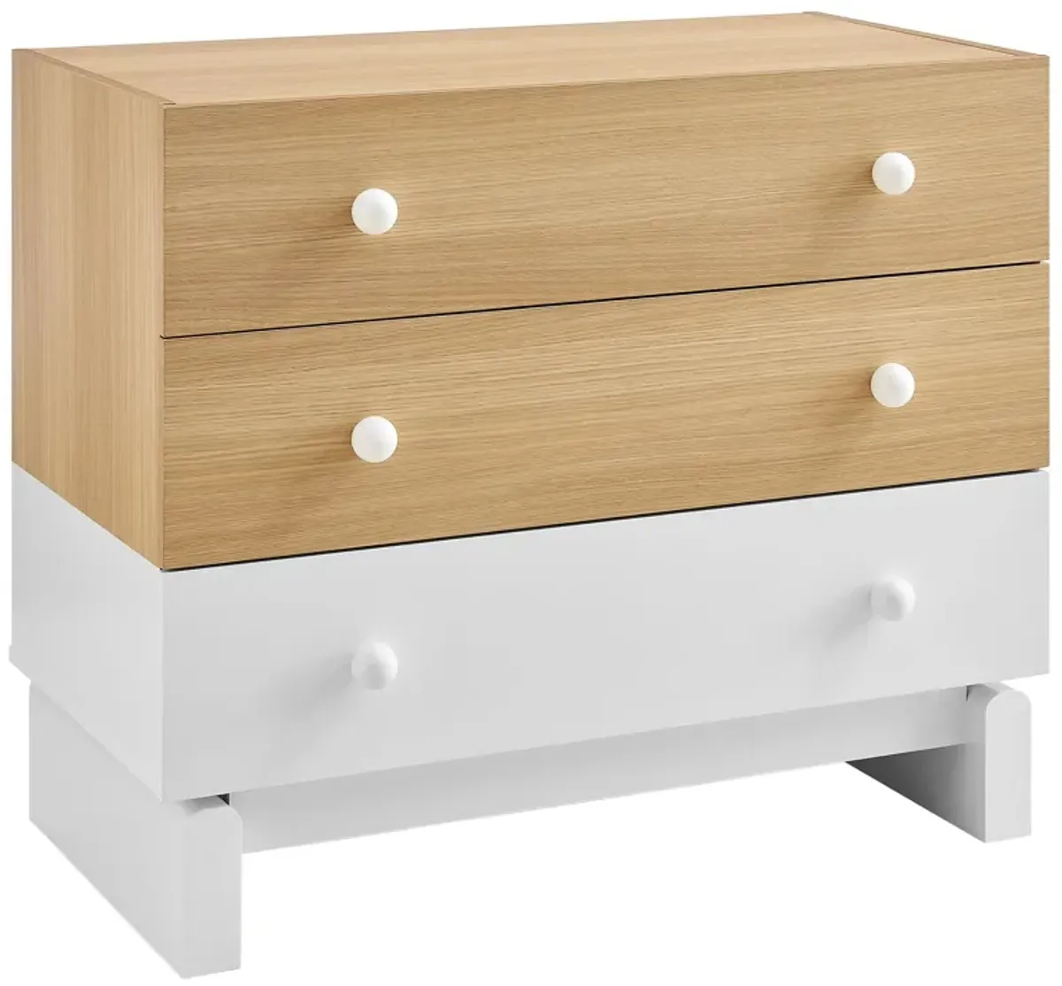 Nolia 3-Drawer Color Block Dresser by Modway Oak White