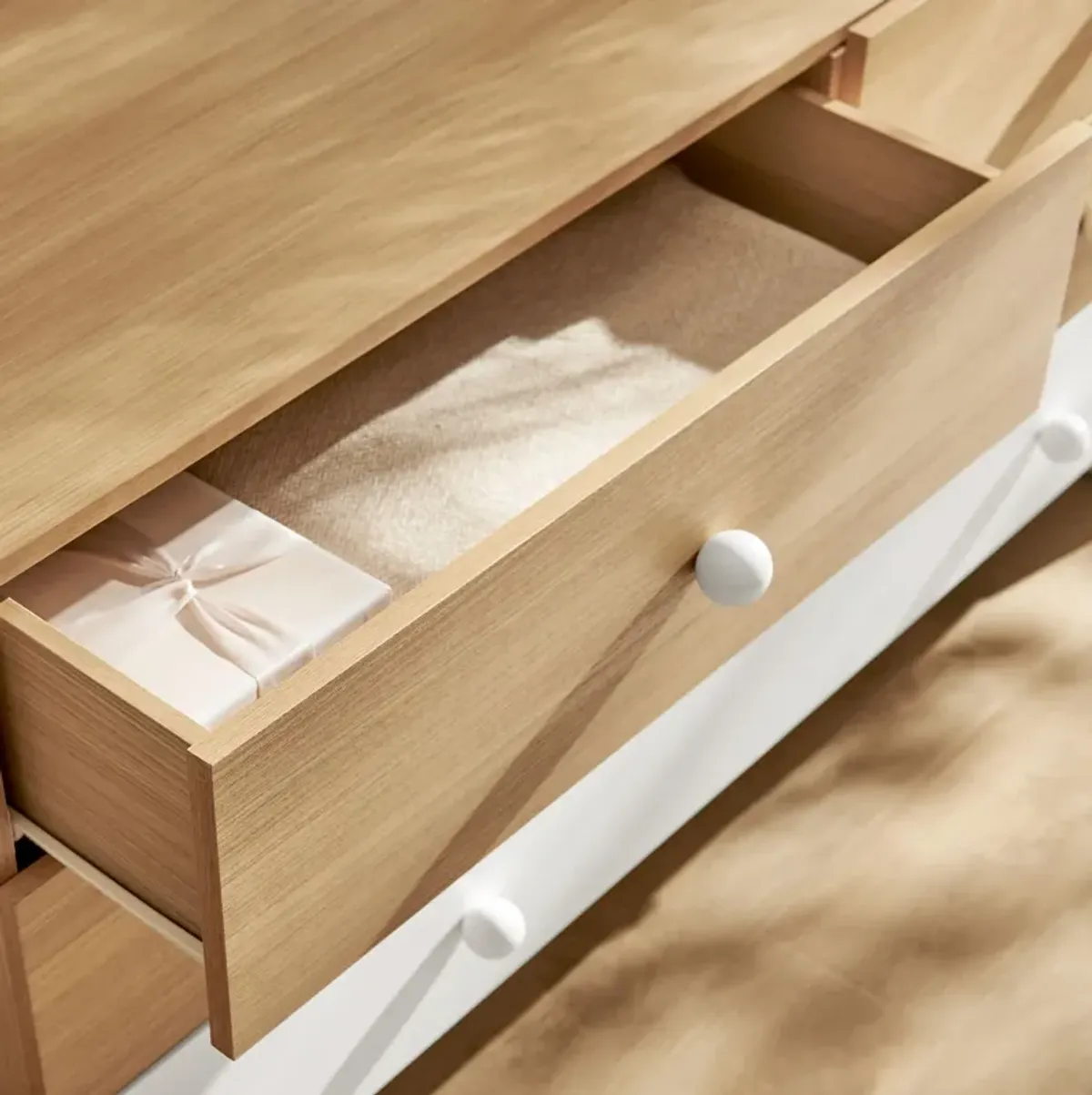 Nolia 6-Drawer Color Block Dresser by Modway Oak White