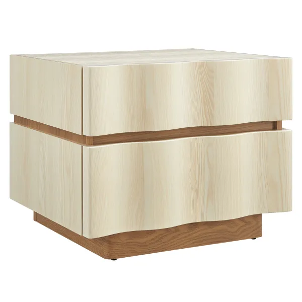 Isola 2 Drawer Nightstand by Modway White Light Oak