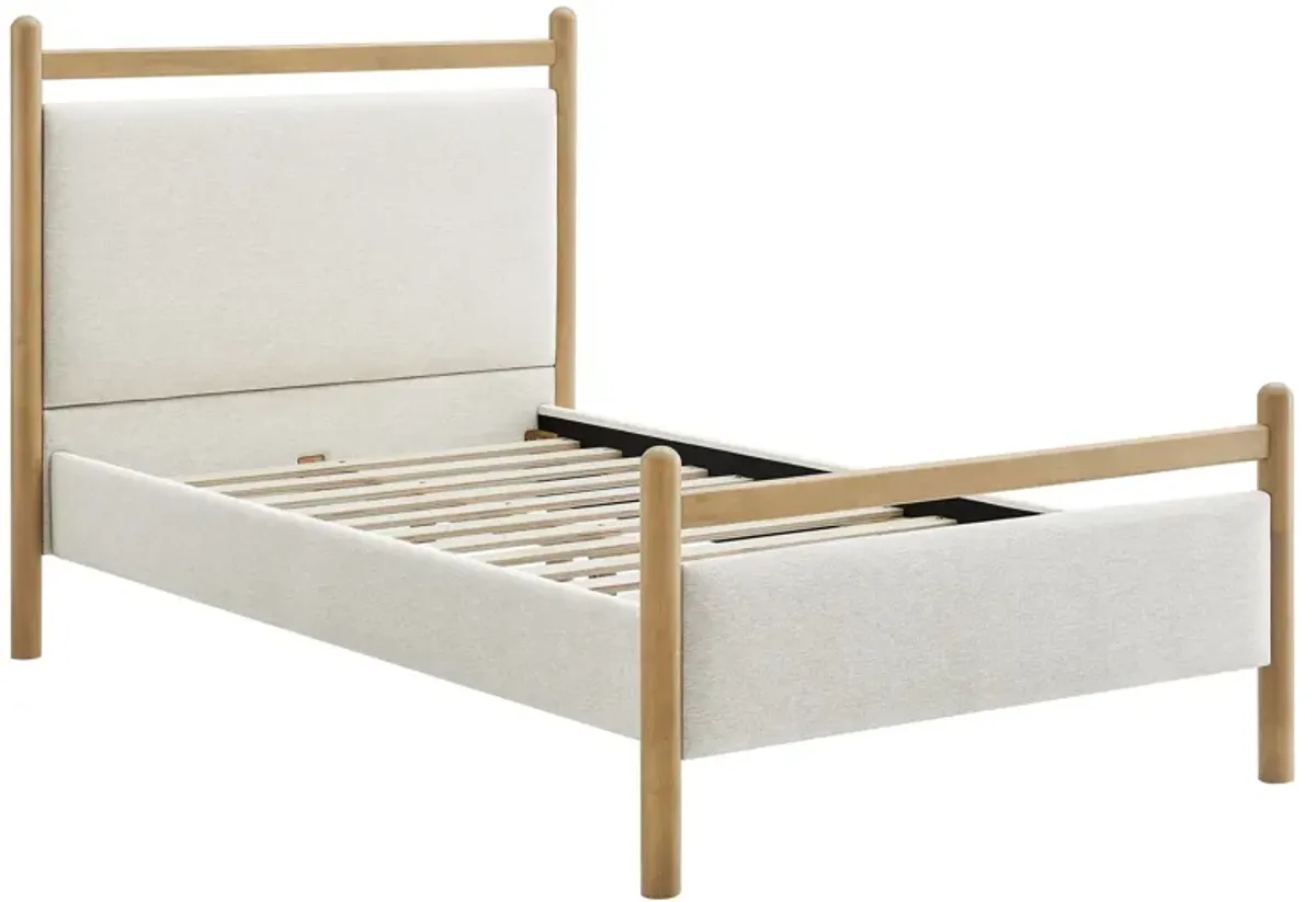 Ginny Platform Bed Frame by Modway Twin / Light Oak Heathered Ivory