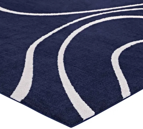 Therese Abstract Swirl Area Rug by Modway 5x8 / Navy and Ivory