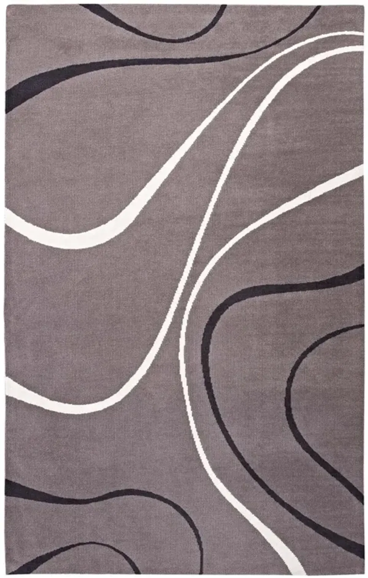 Therese Abstract Swirl Area Rug by Modway 5x8 / Charcoal Black and Ivory