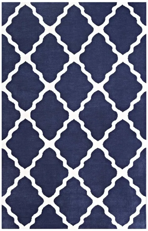 Marja Moroccan Trellis Area Rug by Modway 5x8 / Navy and Ivory