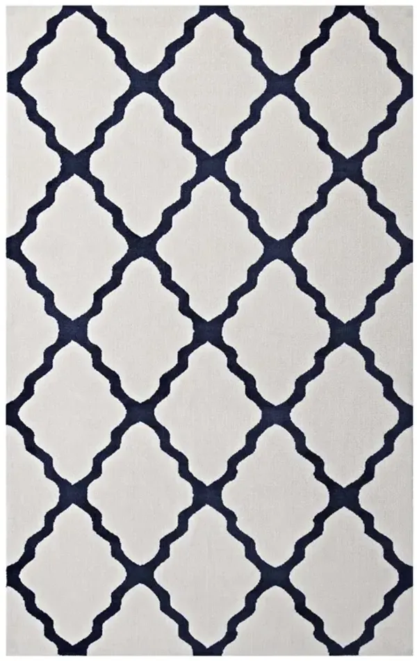 Marja Moroccan Trellis Area Rug by Modway 5x8 / Ivory and Navy