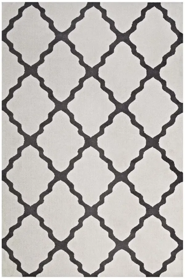 Marja Moroccan Trellis Area Rug by Modway 5x8 / Charcoal and Ivory