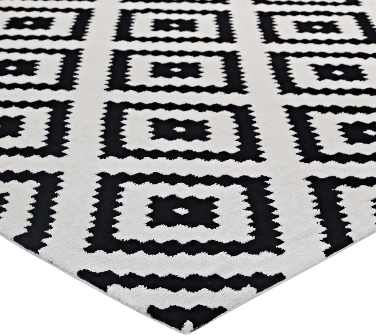 Alika Abstract Diamond Trellis Area Rug by Modway Black and White / 5x8