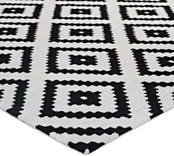 Alika Abstract Diamond Trellis Area Rug by Modway Black and White / 5x8